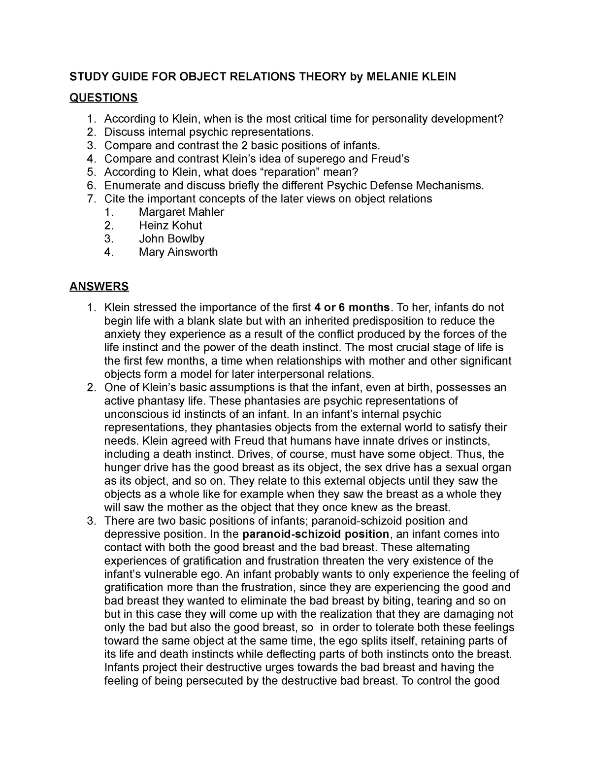 object relations theory case study