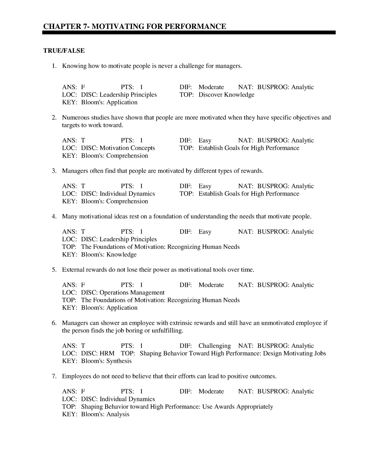 assignment chapter 7 true false quiz (practice)