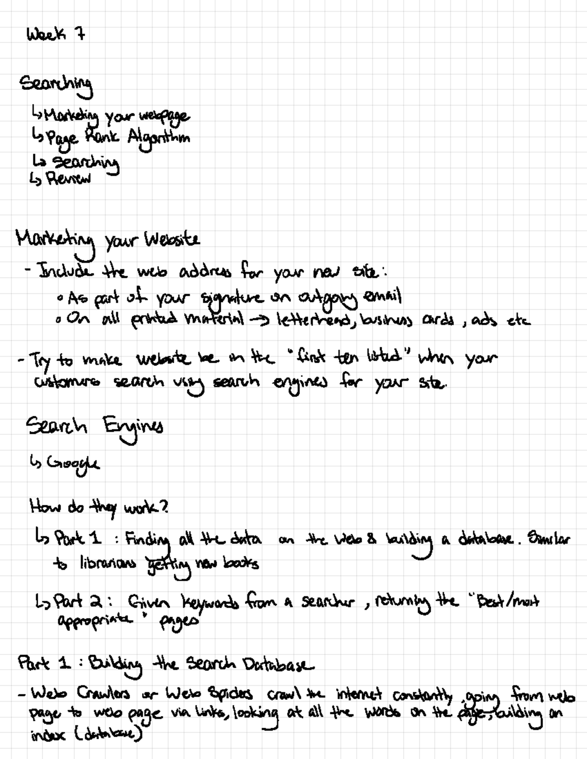 Comp Sci+1033+Week+7+Notes - Week 7 Searching Marketing your webpage ...