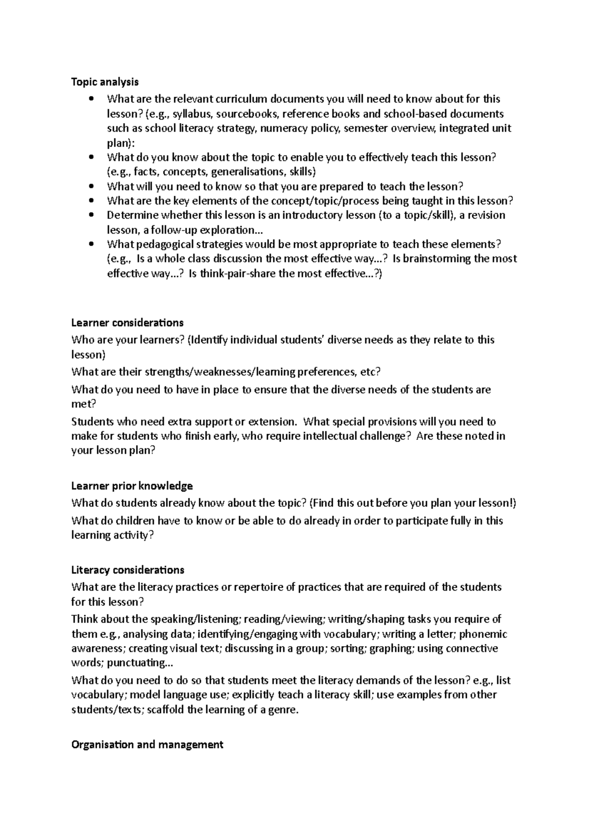 What to include in tehcnology - Topic analysis What are the relevant ...