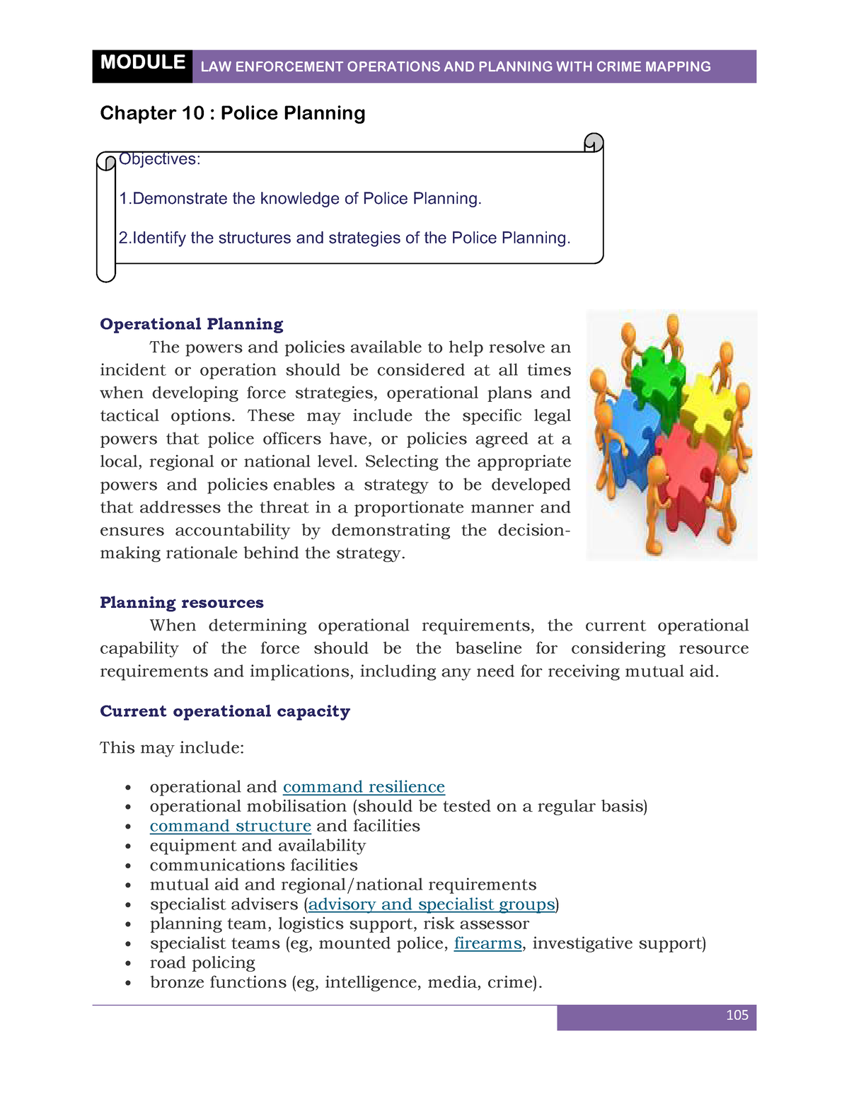 Chapter 10 - Planning - Chapter 10 : Police Planning Objectives: 1 The ...