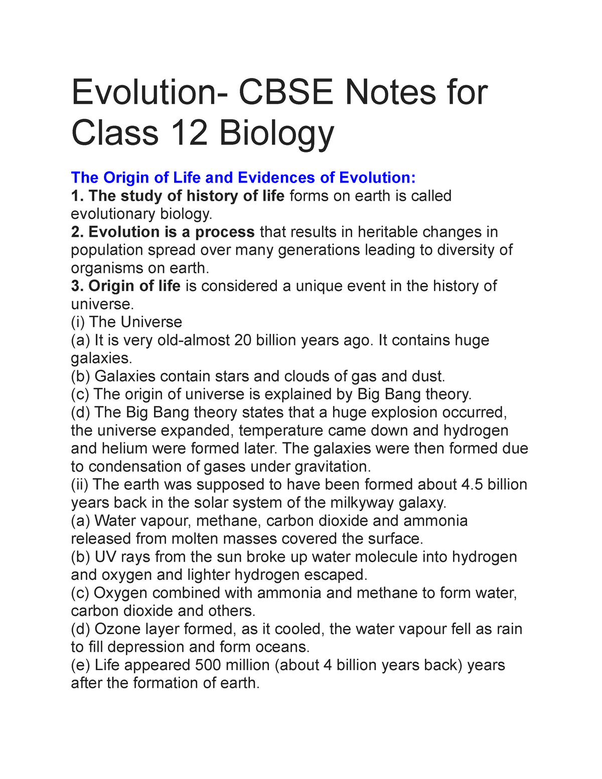 Notes - Evolution Is A Process That Results In Heritable Changes In ...