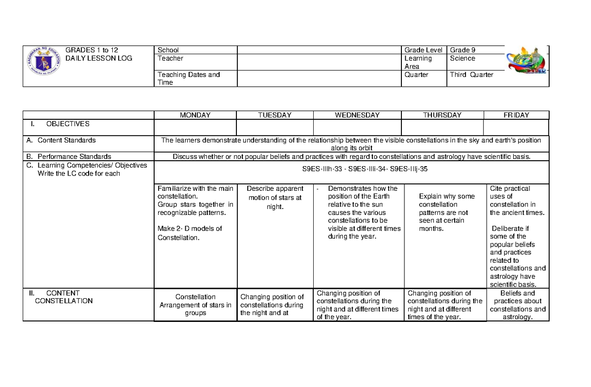 3RD MOD. PART 2 DLL 3RD QRTR G9 - GRADES 1 to 12 DAILY LESSON LOG ...