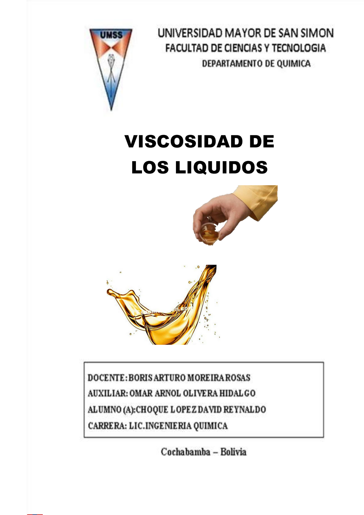 Informe 6 Laboratorio DE Fisicoquimica - VISCOSIDAD DE LOS LIQUIDOS ...