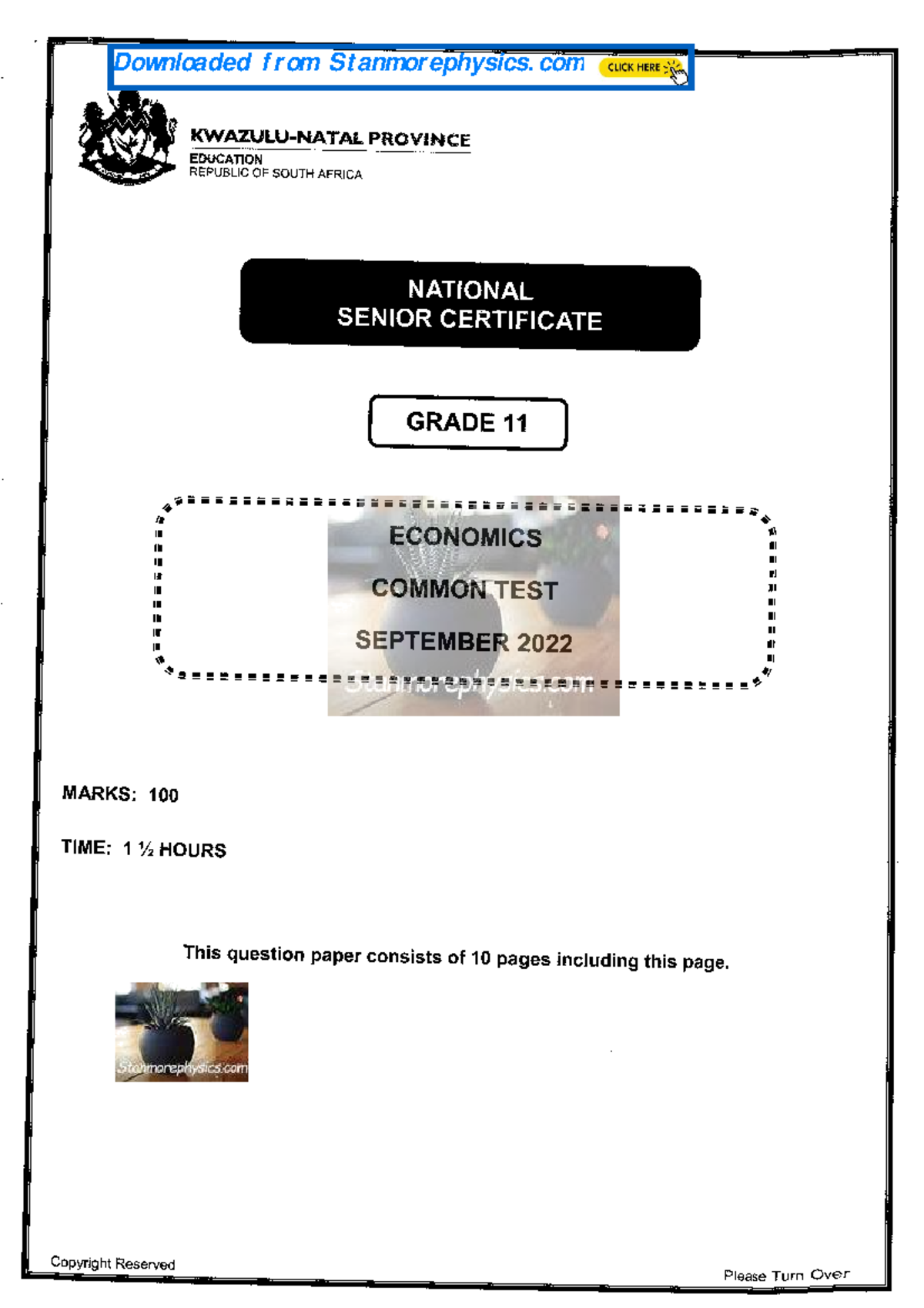 Economics Grade 11 SEPT 2022 QP and Memo - Downloaded f rom St ...