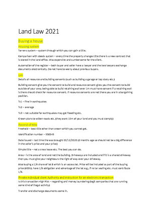 Land Law 2017 - Key Concepts and Principles Summary Notes - Background ...