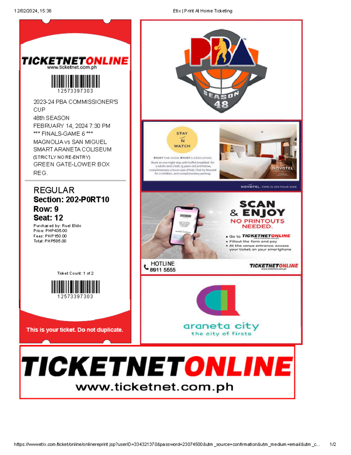 Etix Print At Home Ticketing - 12/02/2024, 15:36 Etix | Print At Home ...