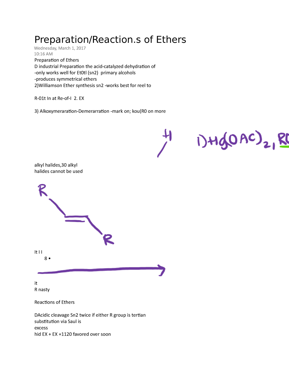 Orgo 2 Drawn Out And Annotated Reactions Of Epoxides And Ethers Studocu