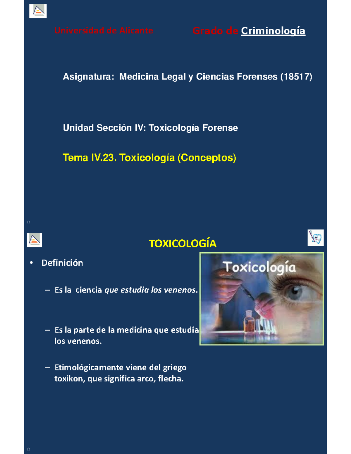 TEMA 4.23 Toxicologia - La Sección Cuatro El Tema 23 De La, Toxicología ...