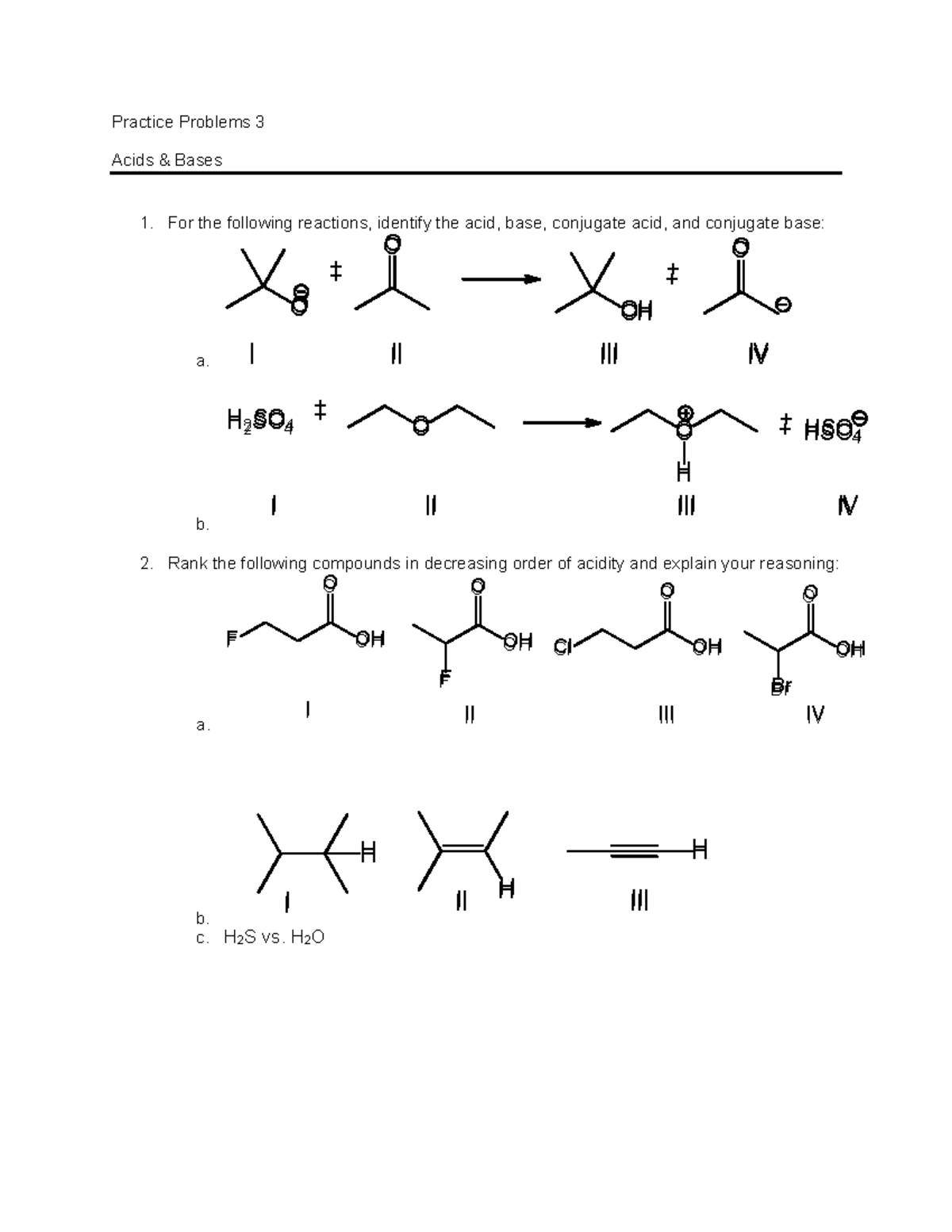 P-3-Acids Bases Questions - ####### Practice Problems 3 ####### Acids ...