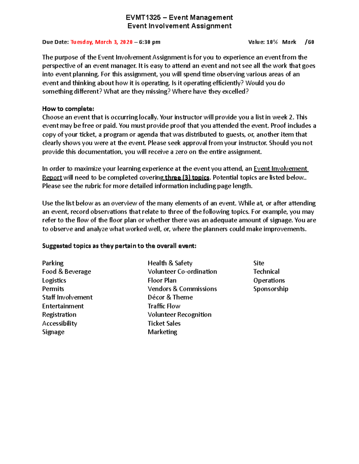Event Involvement Assignment - It is easy to attend an event and not ...