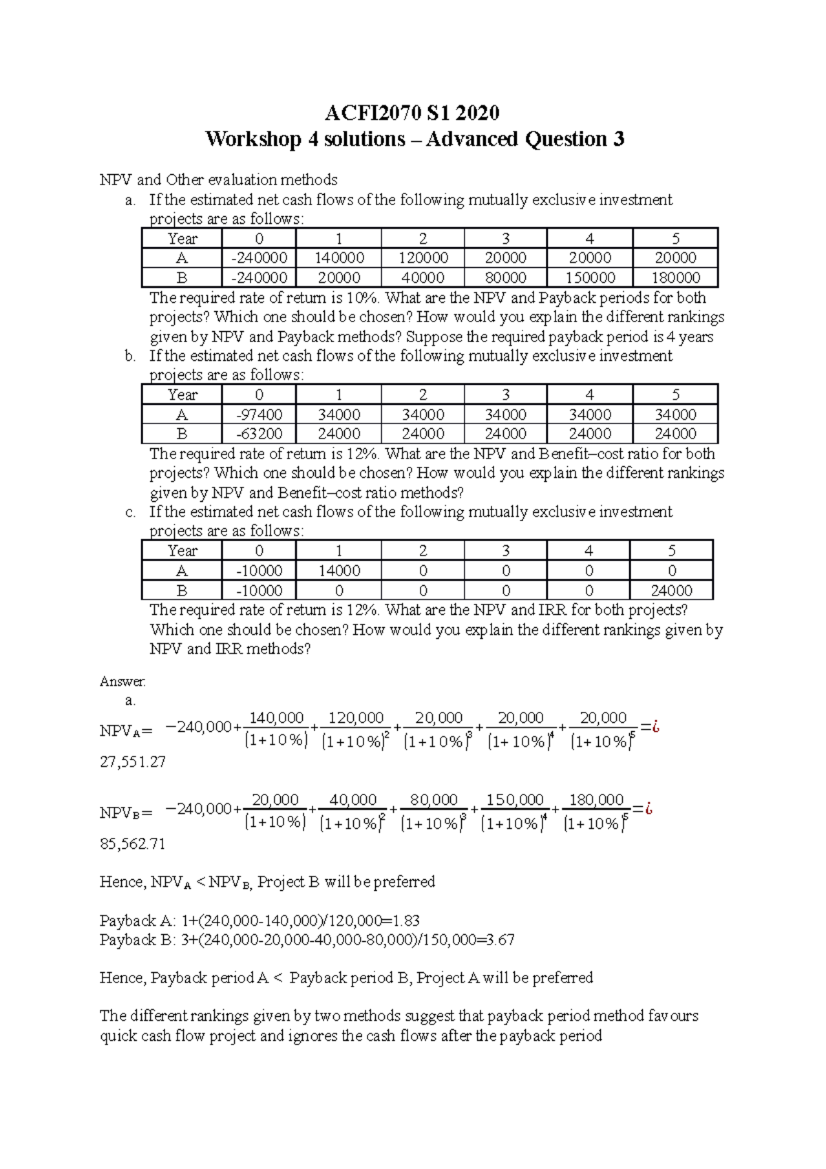 Answer to Advanced Q3 wk 4 workshop(2) - ACFI2070 S1 2020 Workshop 4 ...