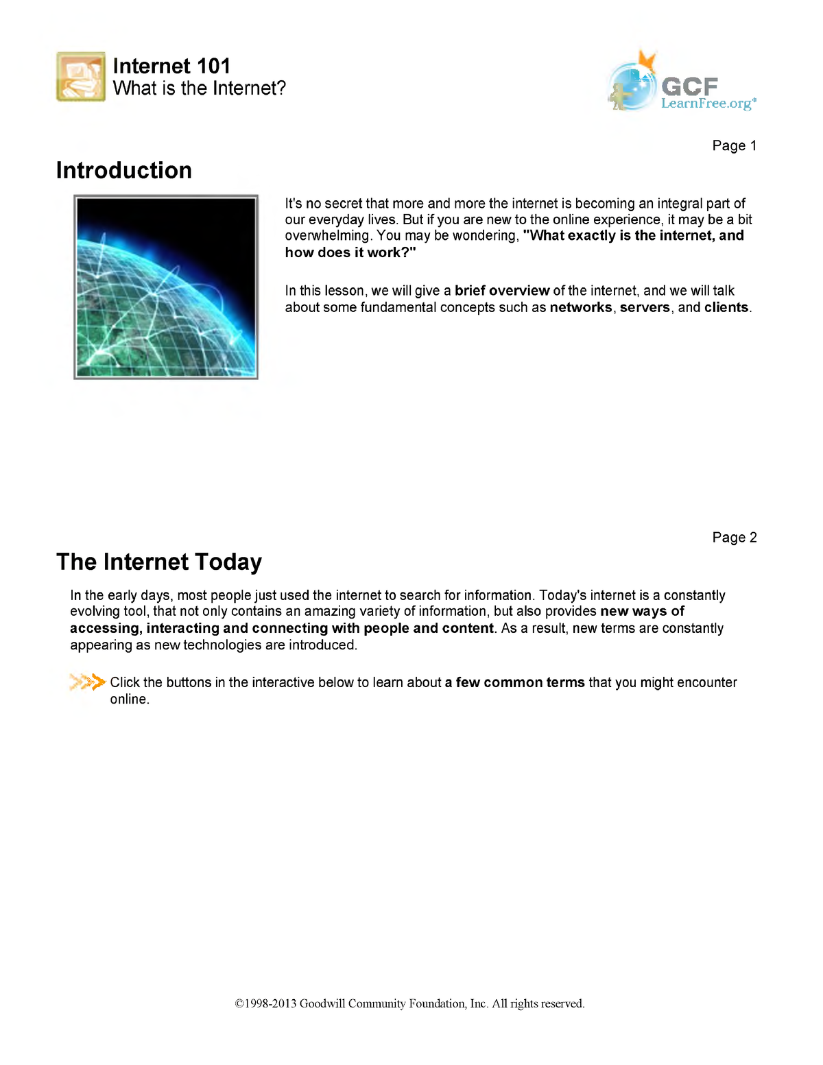 Internet Lecture Notes - Internet 101 ####### What Is The Internet? 4 ...