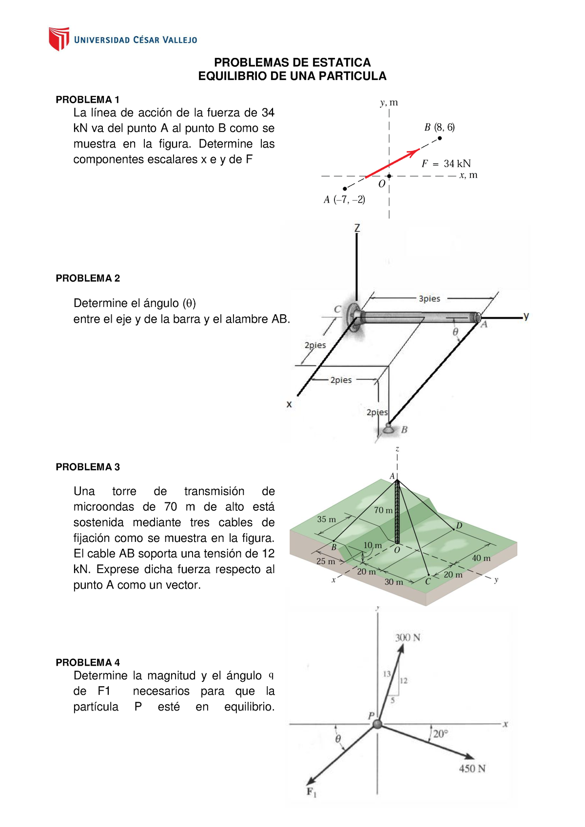 PROBLEMAS DE ESTATICA EQUILIBRIO DE UNA PARTICULA - PROBLEMAS DE ...