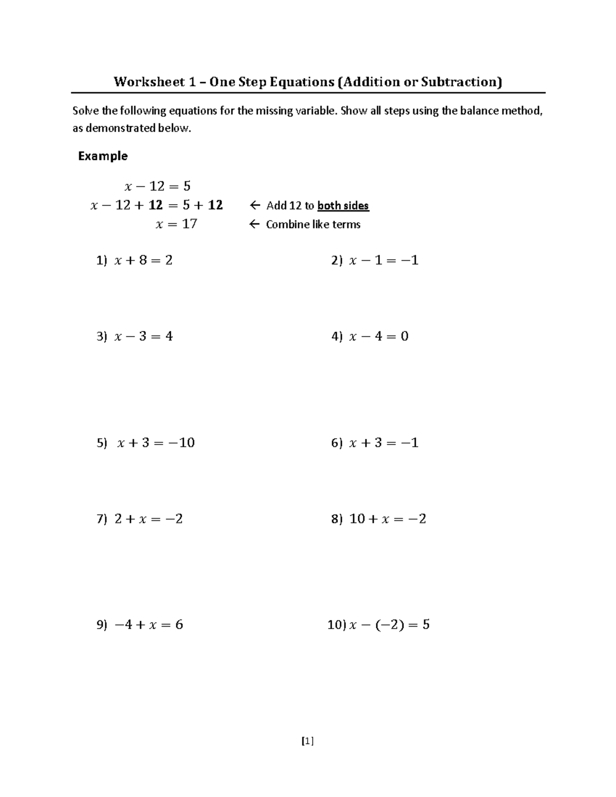 worksheets-week-6-1-solving-one-step-equations-worksheet-1-one