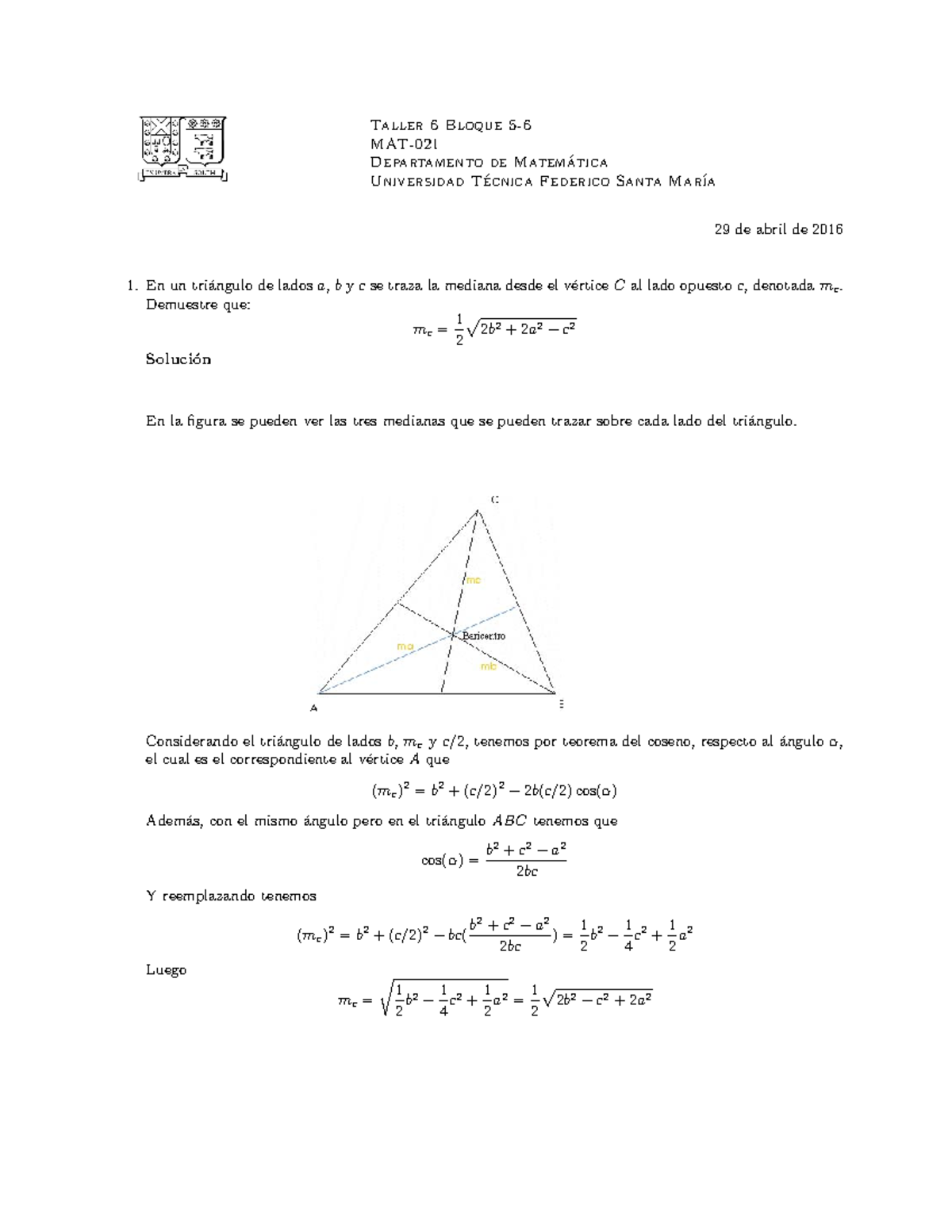 Taller 6 B5-6 Solucion - Taller 6 Bloque 5-6 Mat-021 ´ Tica 