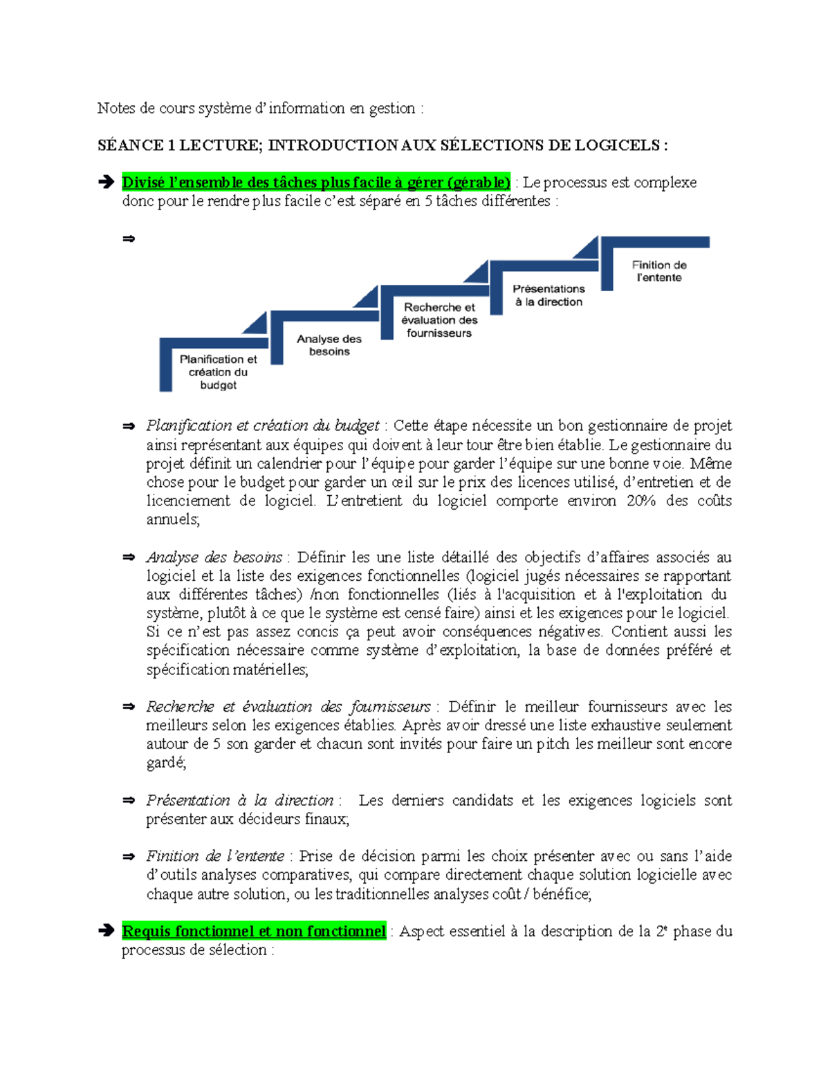 Notes De Cours De Cours 1 à 3 Notes De Cours Système D Information En