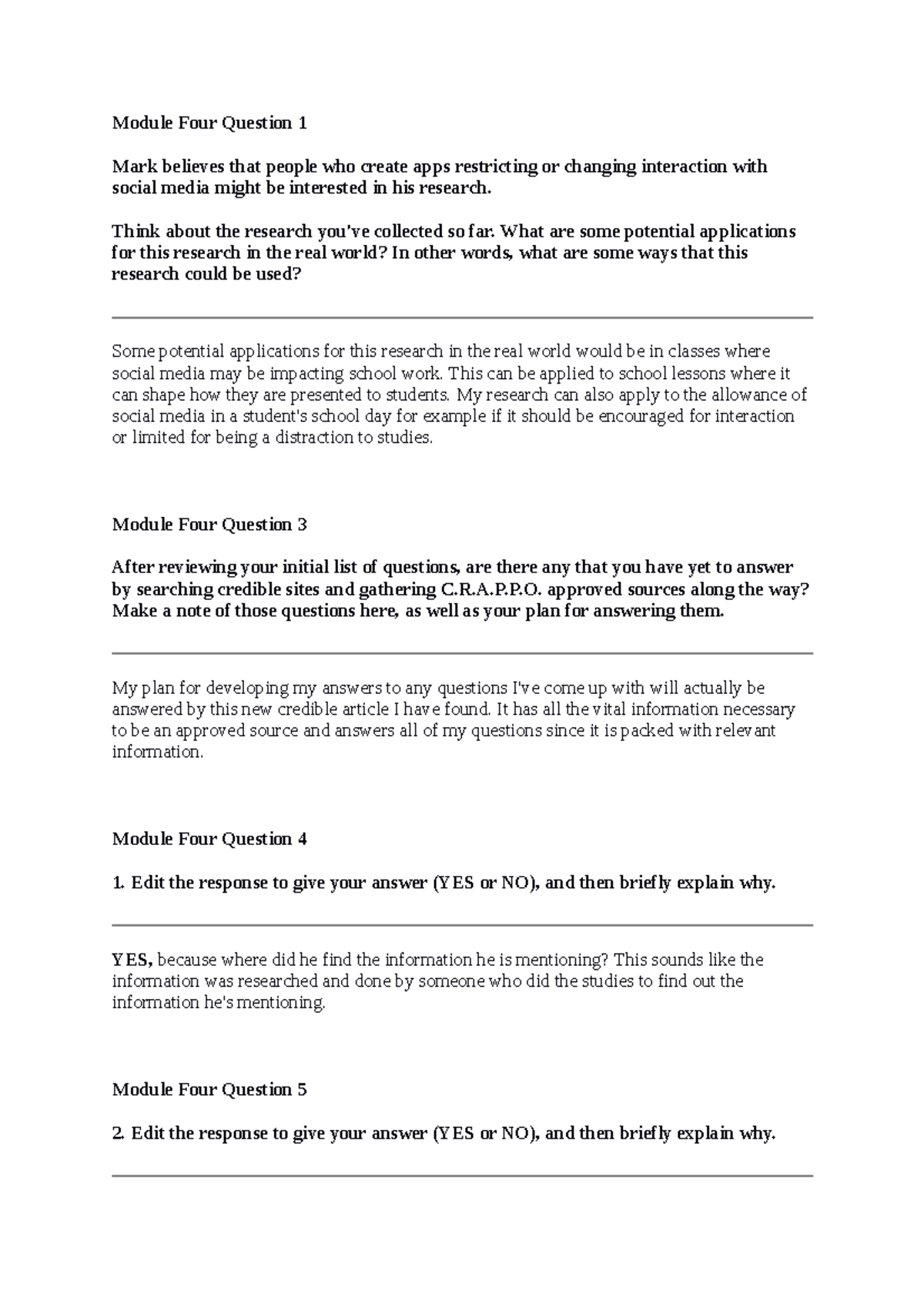 SCS 200 Applied Social Sciences - Module Four Question 1 Mark believes ...