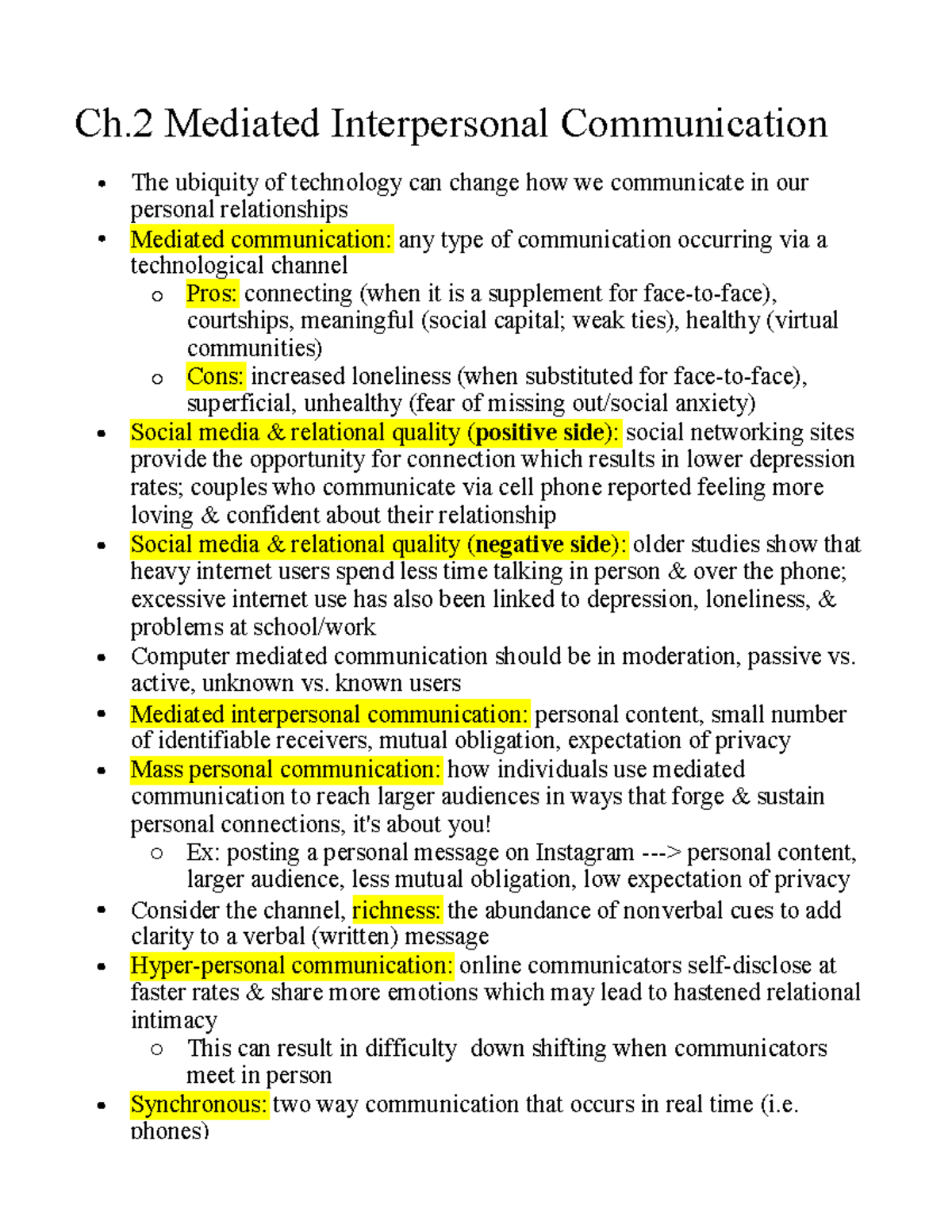 Ch.2 Mediated Interpersonal Communication - The ubiquity of technology ...