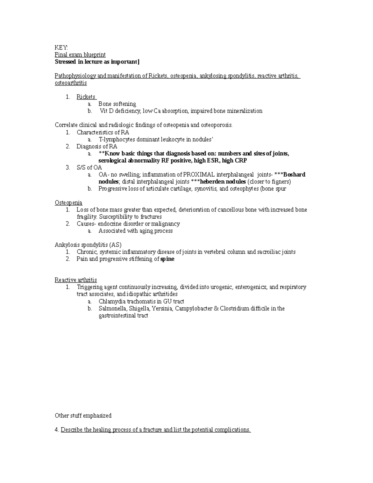 Module 13 Musculoskeletal - KEY: Final exam blueprint Stressed in ...