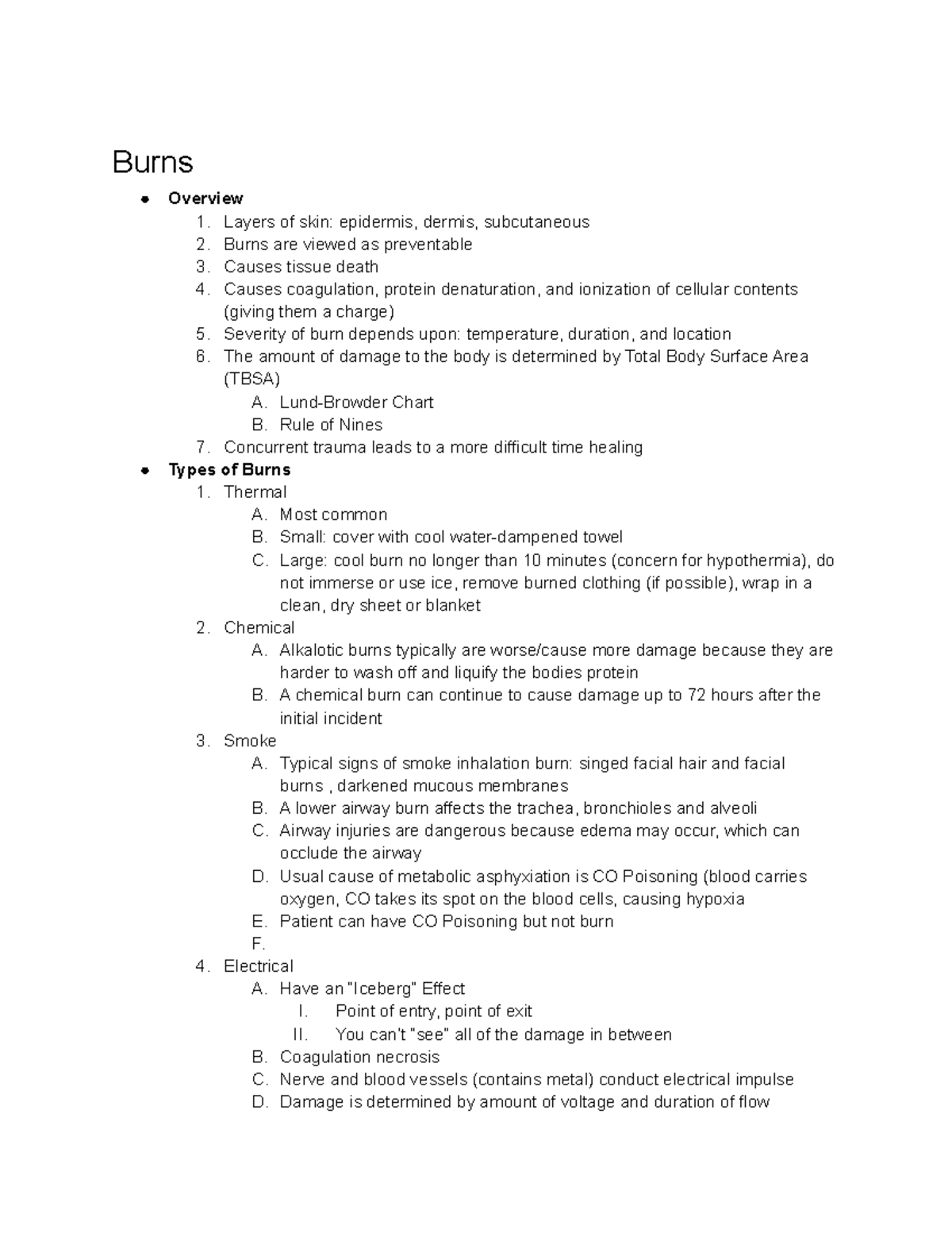 Burns Patho Packet - Burns Overview 1. Layers of skin: epidermis ...