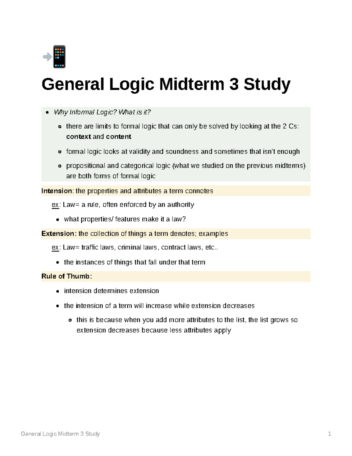 General Logic Midterm 3 Study - General Logic Midterm 3 Study 1 à ...