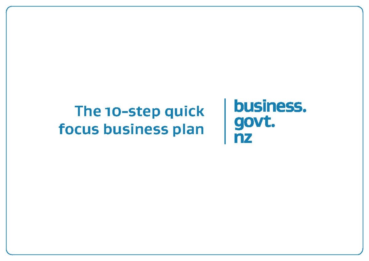 10 step quick focus business plan