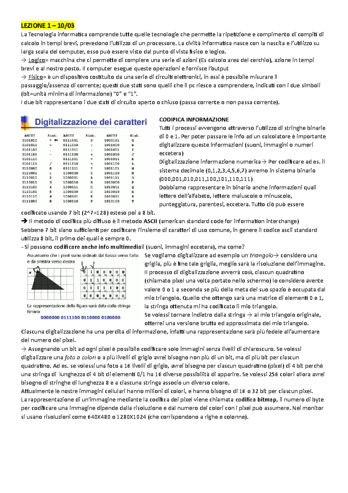 Teoria lezioni informatica - LEZIONE 1 – 10/ La Tecnologia informatica ...