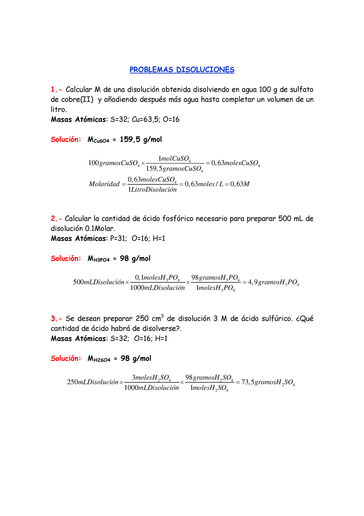 Cuestiones Disoluciones Resueltas - PROBLEMAS DISOLUCIONES 1.- Calcular ...