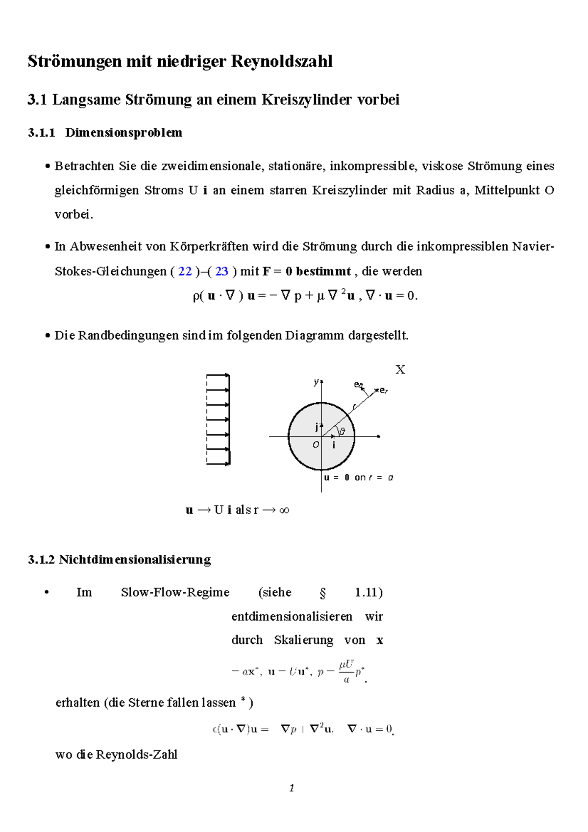 Fluidmechanik 1 - Strömungen mit niedriger Reynoldszahl - Strömungen ...