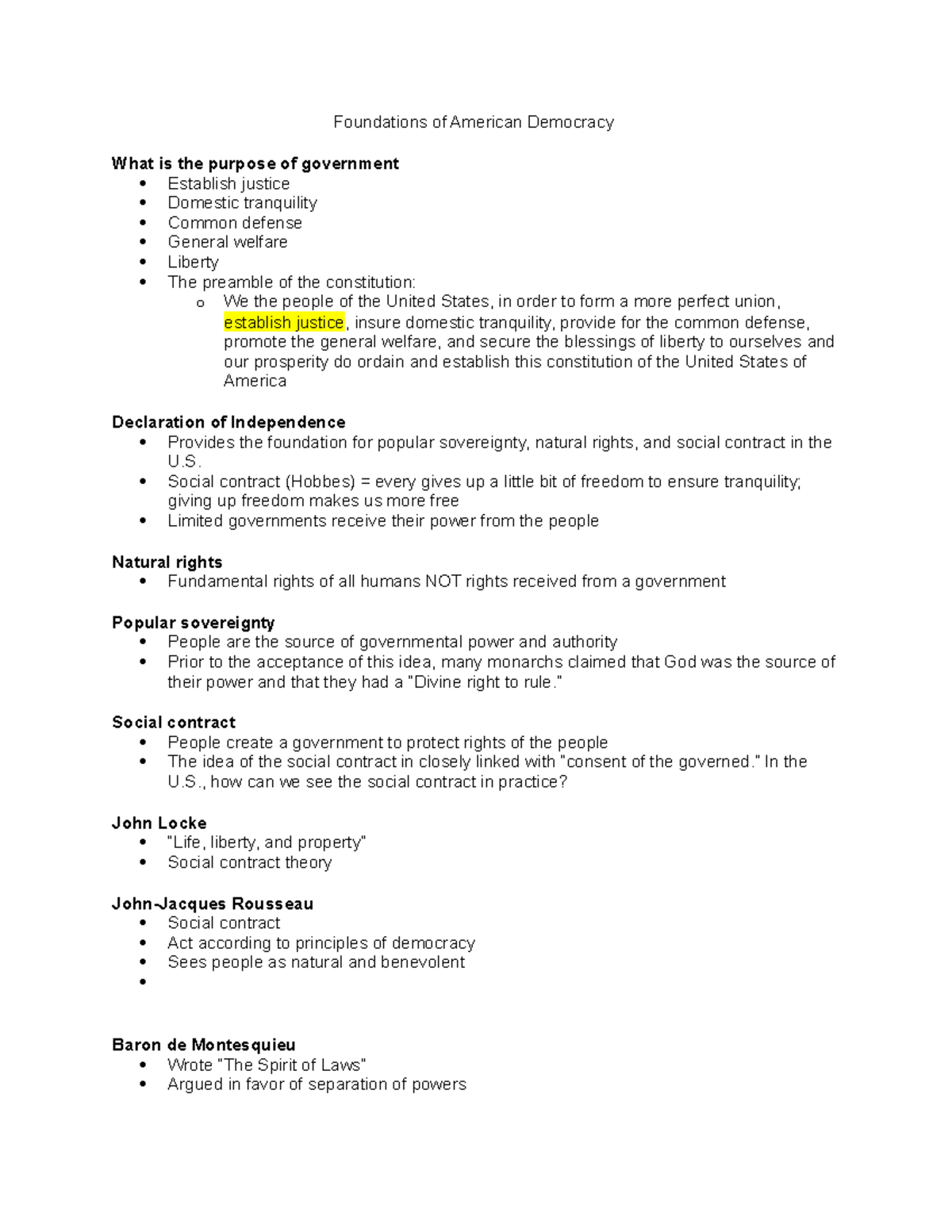 AP Government Unit 1 Notes Foundations Of American Democracy What Is 