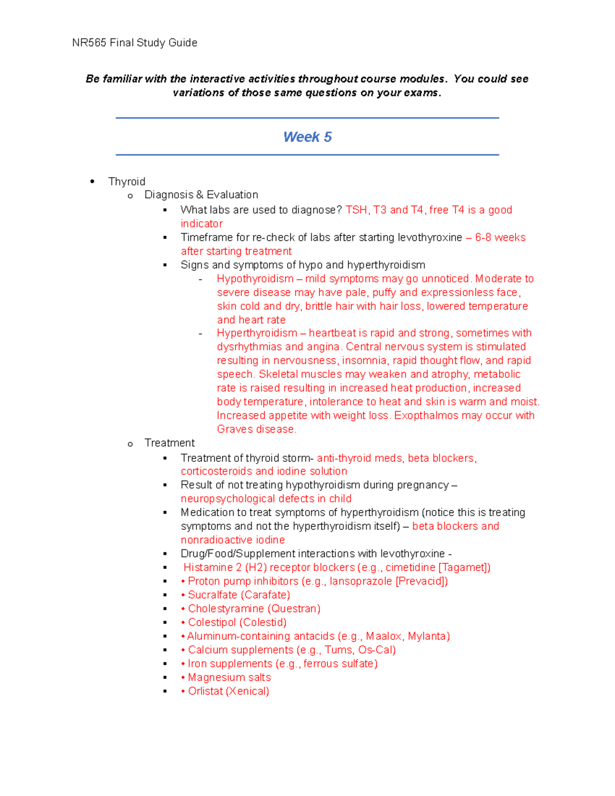 565 Final Exam Study Guide Jan 2023 - Be Familiar With The Interactive ...