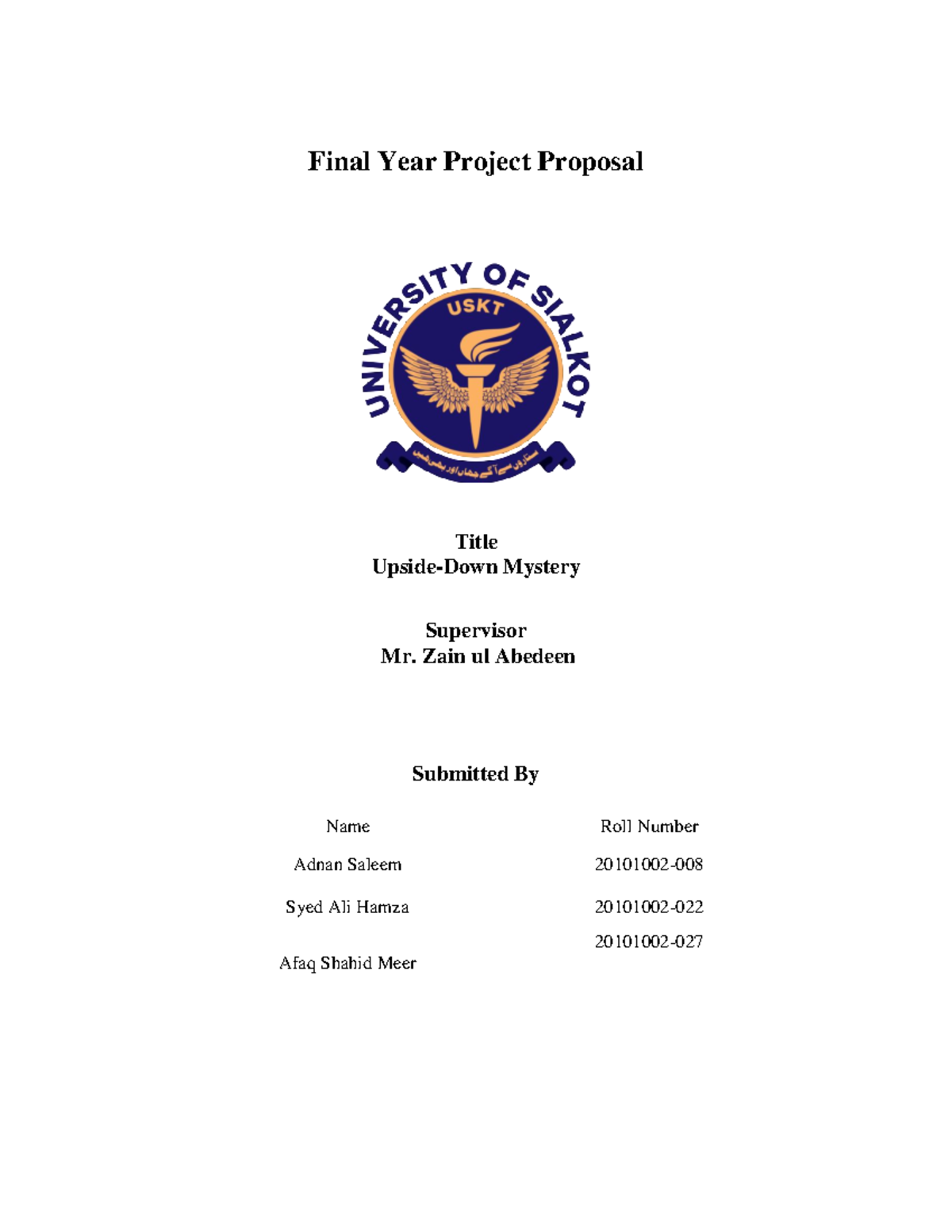 Final Year Project Proposal - Final Year Project Proposal Title Upside ...