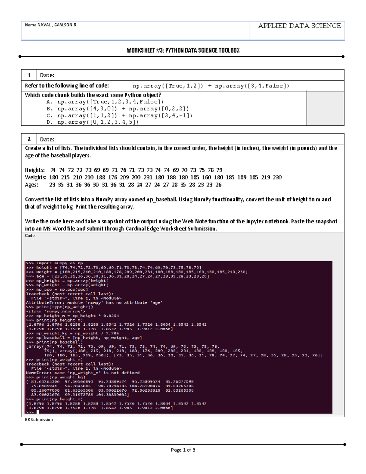 Ilide Data Science - Name NAVAL , CARLSON B. APPLIED DATA SCIENCE ...