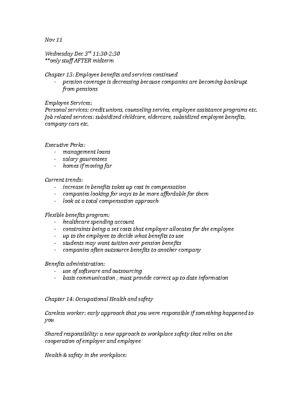 Lecture notes, lecture 7 - Chapter 13 & 14 - Nov 11 Wednesday Dec 3rd ...