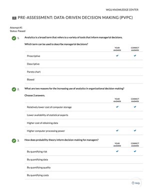 Wgu C207 Oa Data Driven Decision Making 2018 Updated Exam Questions And ...