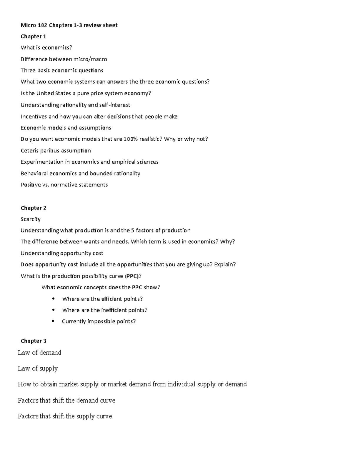 Micro 102 Quiz 1 Review Sheet - Micro 102 Chapters 1-3 review sheet ...