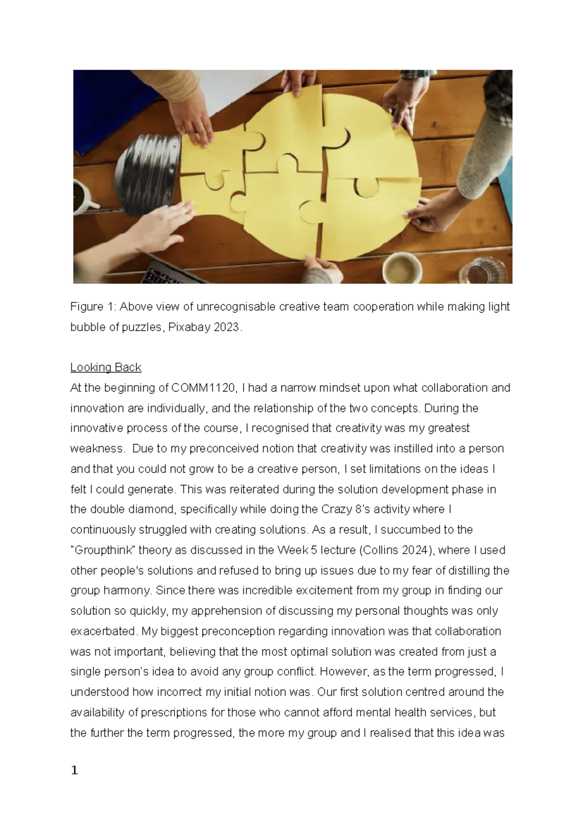 COMM1120 Assessment 1B Reflection - Figure 1: Above view of ...