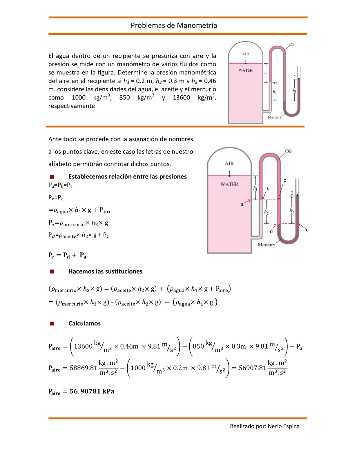 Ejercicios-de-manometria 4 Y Presion - StuDocu