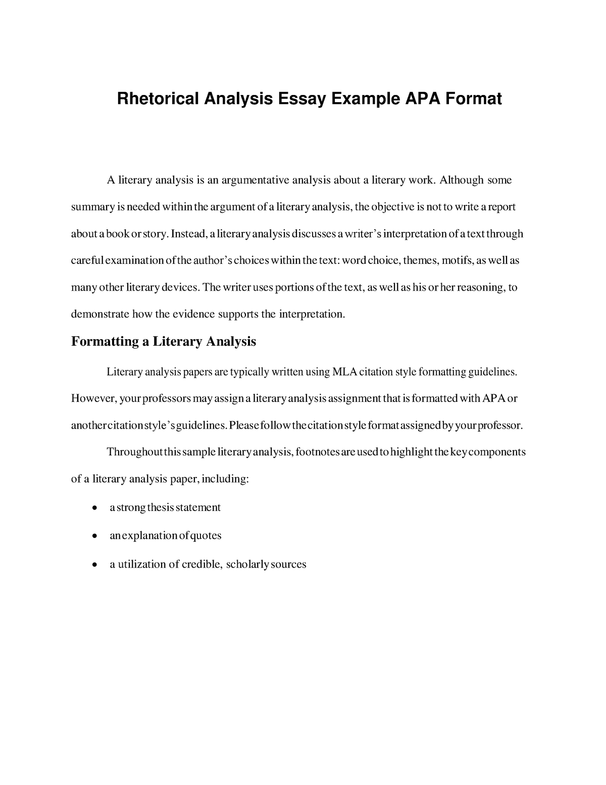 literary analysis essay example apa
