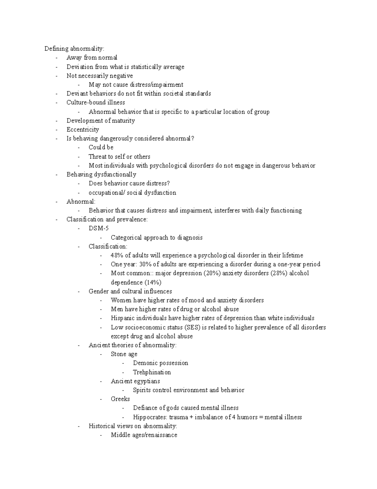 Chapter 1 Historical And Modern Perspectives - Defining Abnormality 