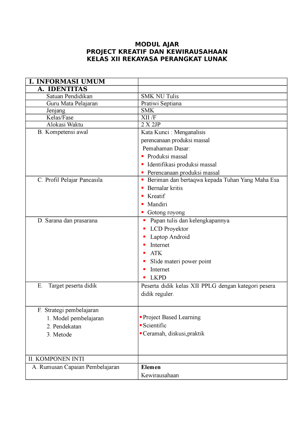 Tiwi Modul Ajar PKK Kls XII RPL - MODUL AJAR PROJECT KREATIF DAN ...