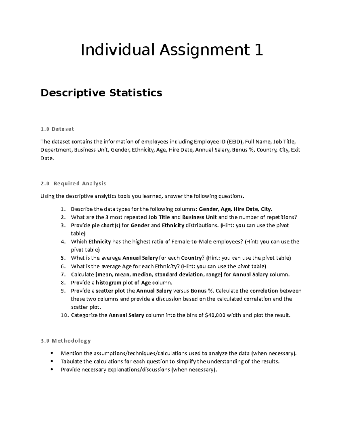 Individual Assignment 1 Guideline - Individual Assignment 1 Descriptive ...