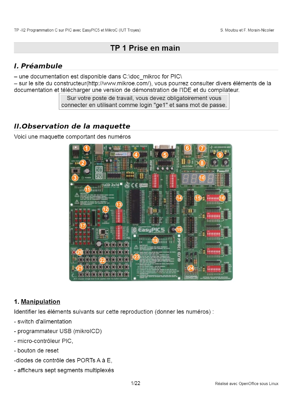 U TP -II2 Programmation C Sur PIC Avec Easy PIC 5 Et Mikro C (IUT ...