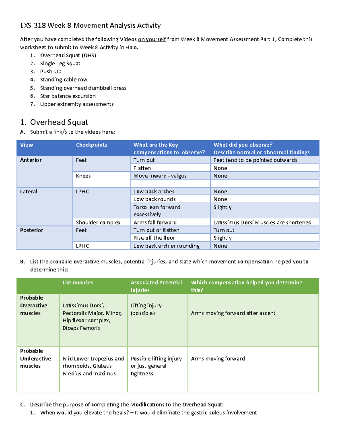 Week 8 Activity-Part 2 To Submit To Halo 2022 - EXS-318 Week 8 Movement ...