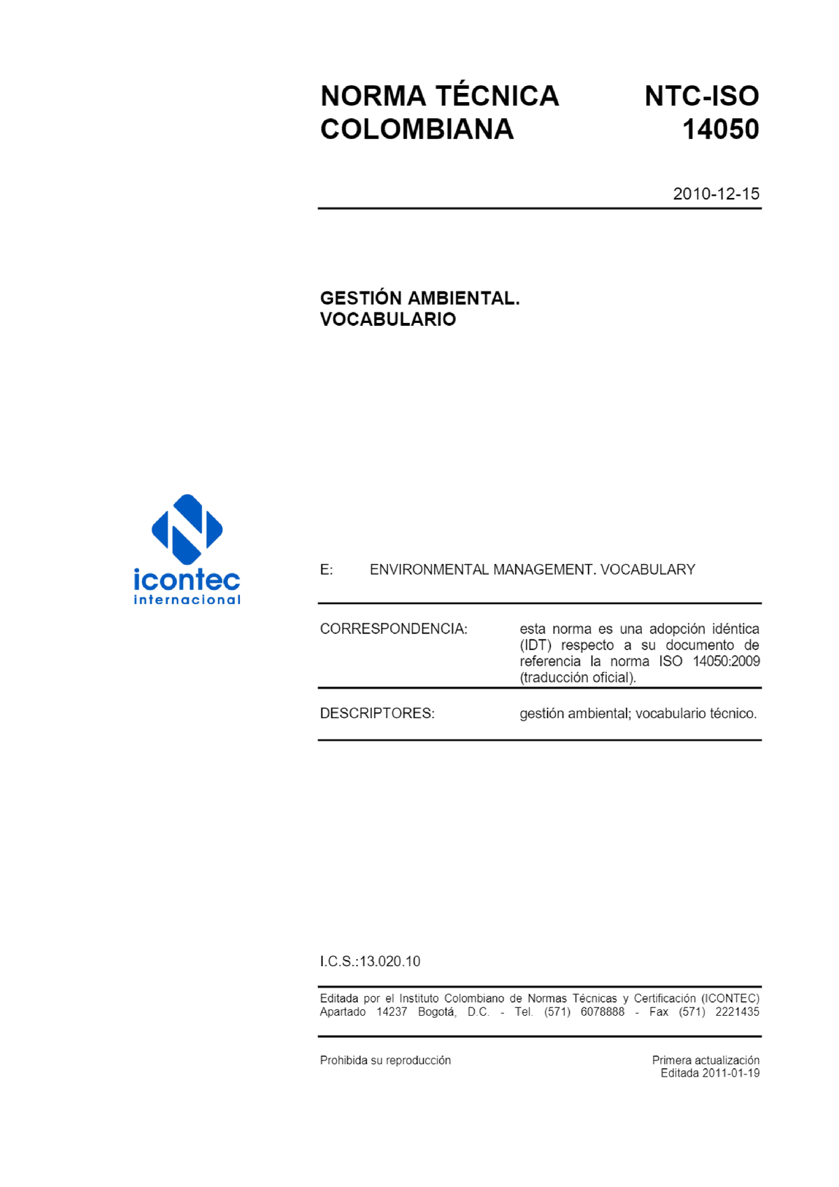 Pdf Norma T Cnica Ntc Iso Colombiana Free Download Pdf Ingenier A Ambiental Studocu