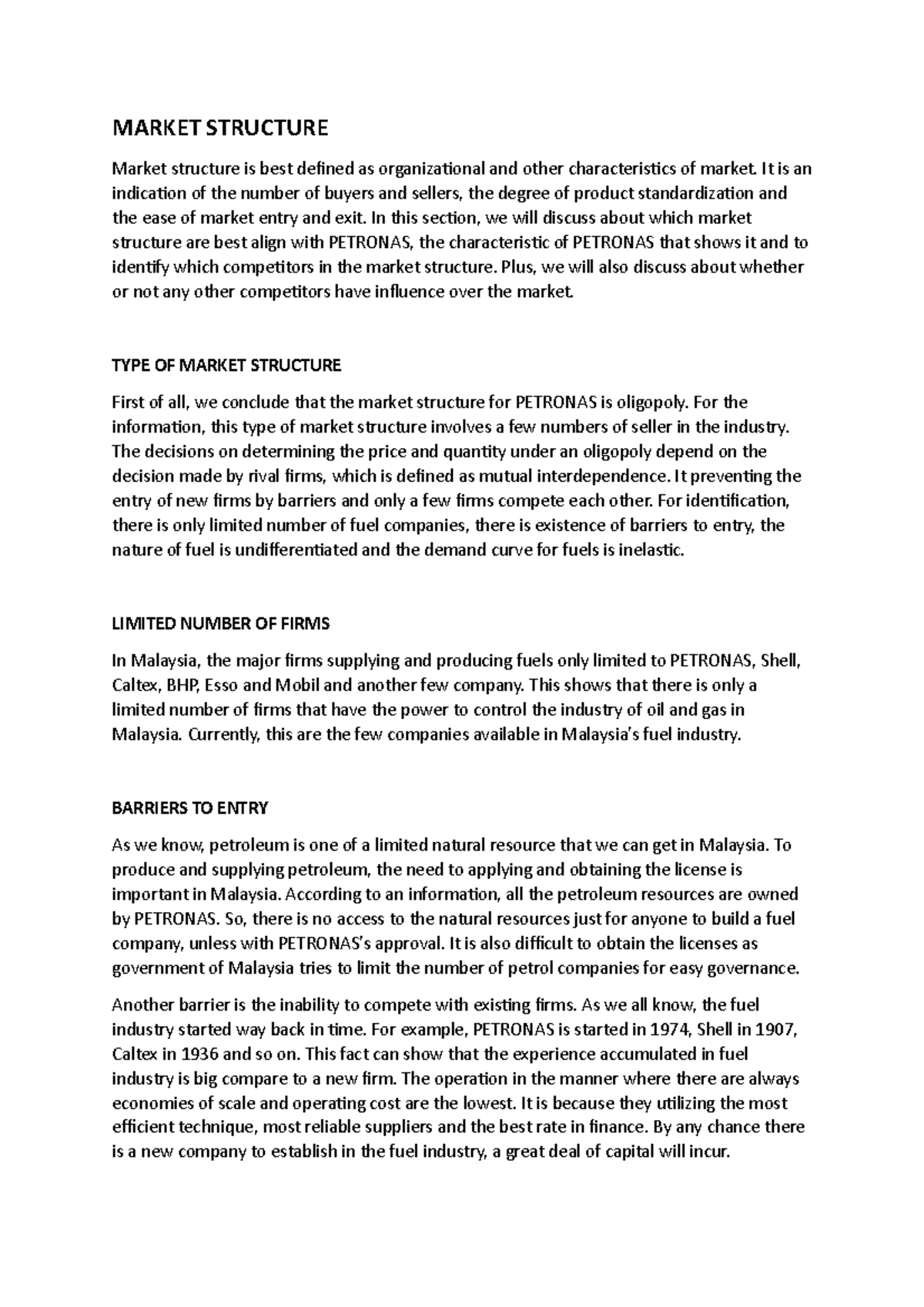 Market Structure - MARKET STRUCTURE Market structure is best deined as ...