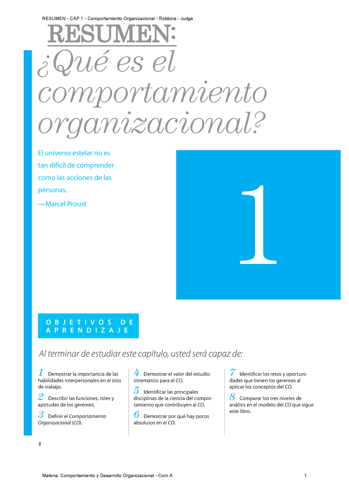 Resumen - CAP 1 - Comportamiento Organizacional - Robbins - Judge ...