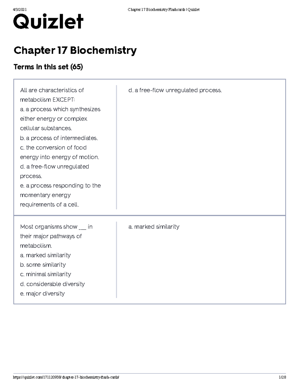 Chapter 17 Biochemistry Flashcards Quizlet - Chapter 17 Biochemistry ...