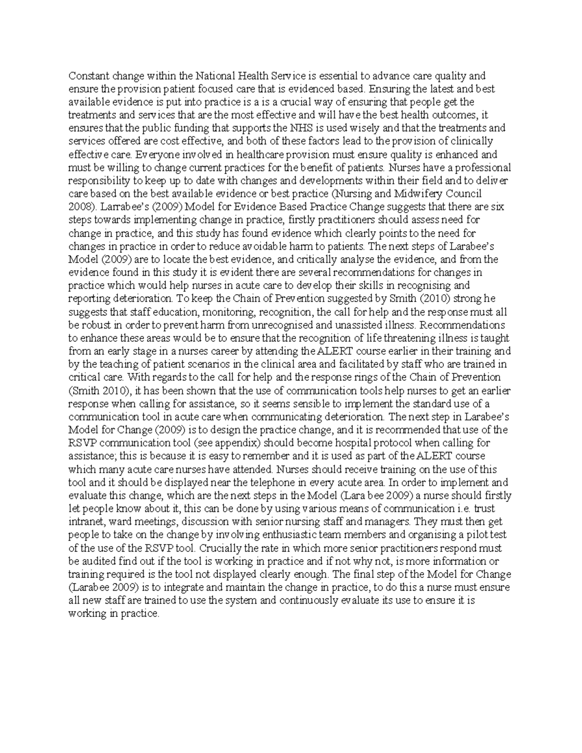 2600 - nursing essay - Constant change within the National Health ...